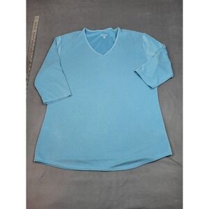 Segments‎ V Neck Shirt Womens Blue 2XL Lightweight Soft Stretch Preppy Academia